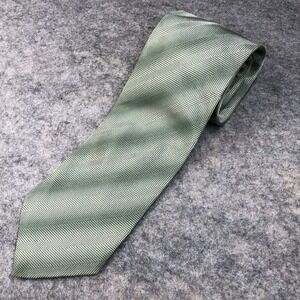 Giorgio Armani Silk Tie Mens Green Herringbone Print Italy Width 4" Length 57"